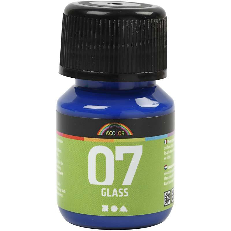 Trajna steklena barva - briljantno modra, 30ml