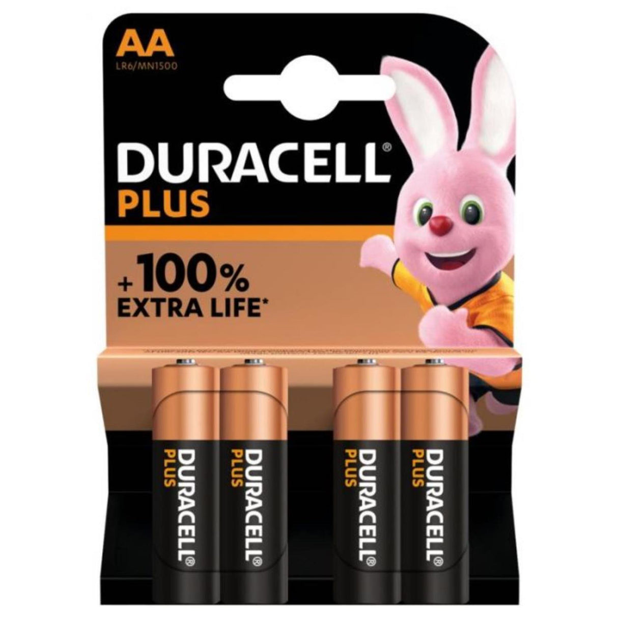 Duracell battery plus aa mn1500 1.5v lr6 alkaline (4 pcs)