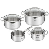 Tefal g719s7 duetto+ cooking pan set 4-piece stainless steel