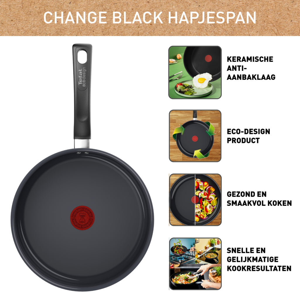 Tefal C47632 Change Black Ceramic frying pan 24 cm Black