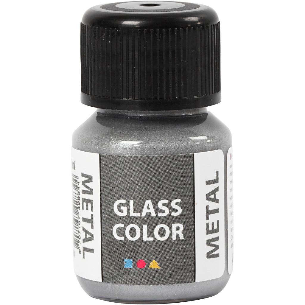 Creative Company Glass Color Metal Paint - Silver, 30 ml