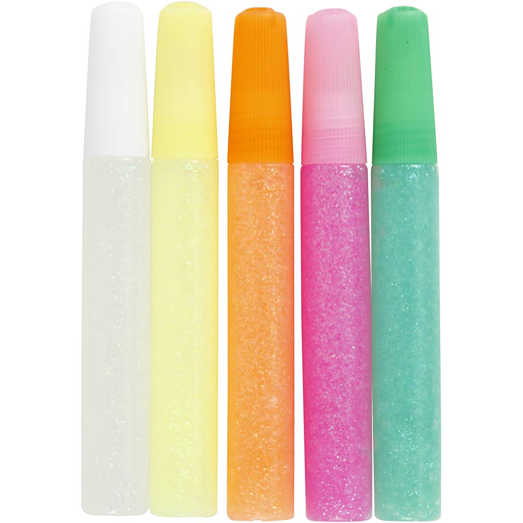 Creativ company glitter glue, pastel colors, 5x10 ml 1 box