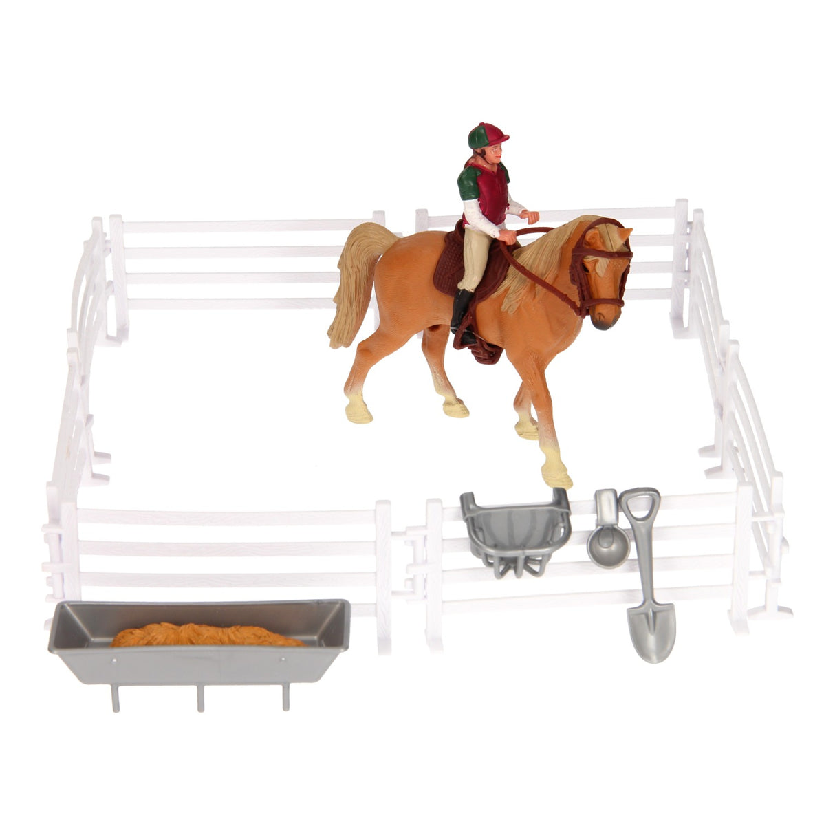 Kanner Globe Globus Globe Play Pet Set Päerd, Reider mat Accessoiren, 1:24