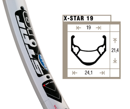 Shining Rigida X-Star 19 rim White Etro 507-19 (24x1.75) 36-organ