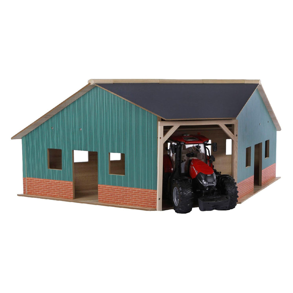 Kids Globe Globe Globe Shed Corner Wood pour 2 tracteurs 1:16