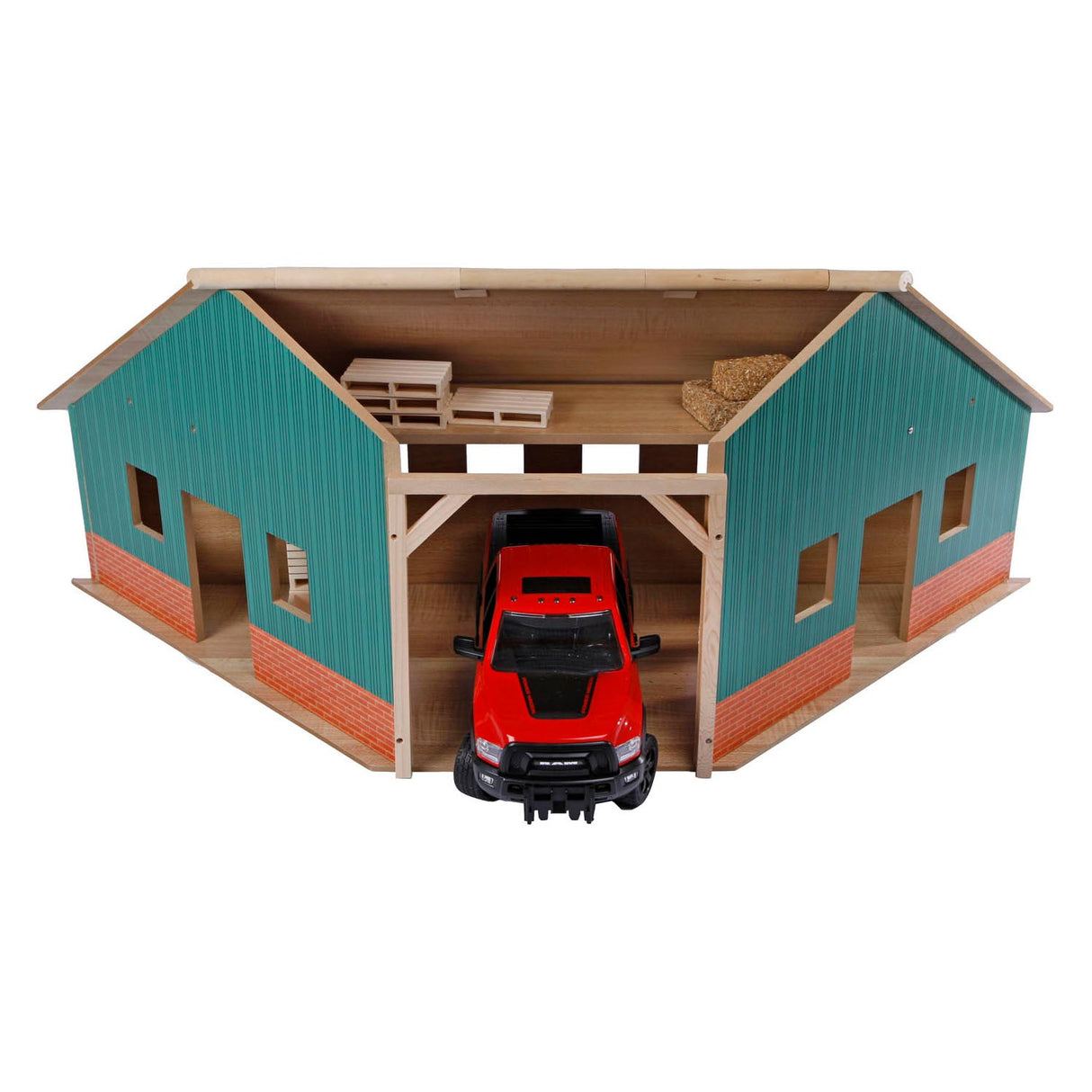 Kids Globe Globe Globe Shed Corner Wood pour 2 tracteurs 1:16