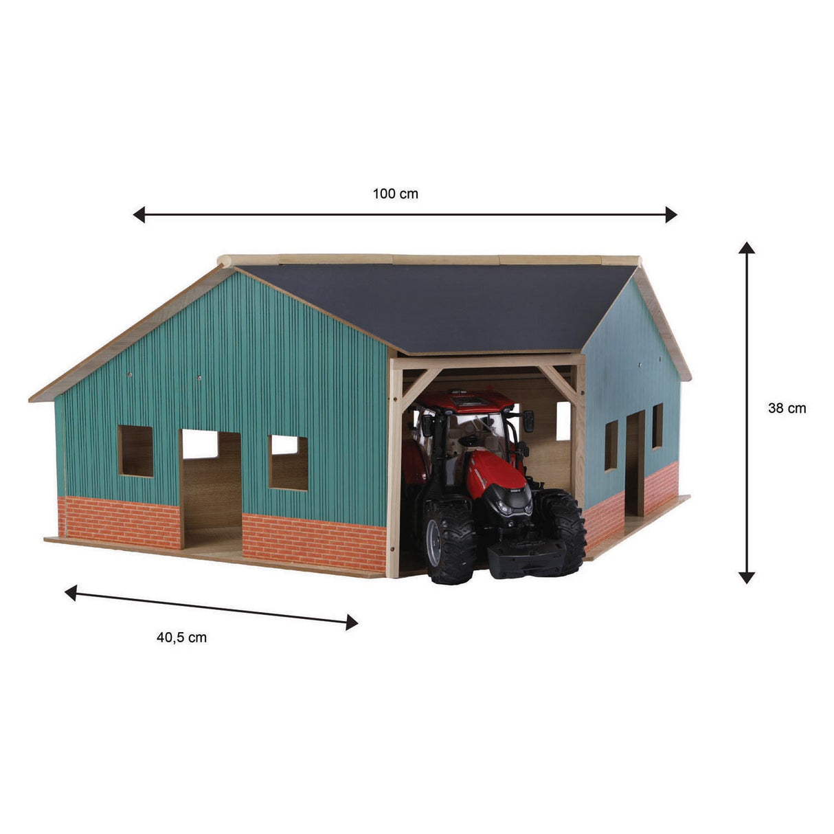 Kids Globe Globe Globe Shed Corner Wood pour 2 tracteurs 1:16