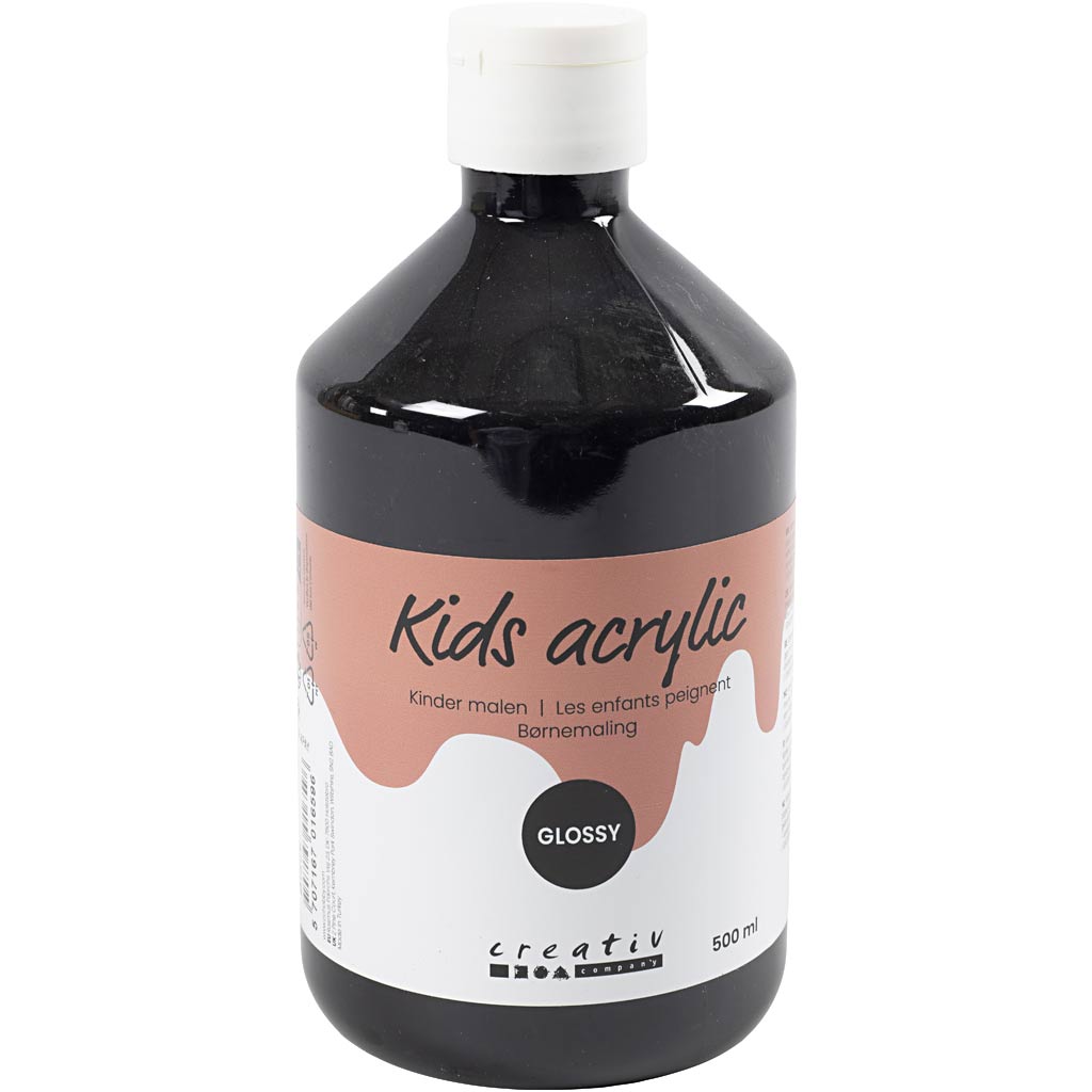 Creativ company acrylverf glossy, zwart, 500 ml 1 fles