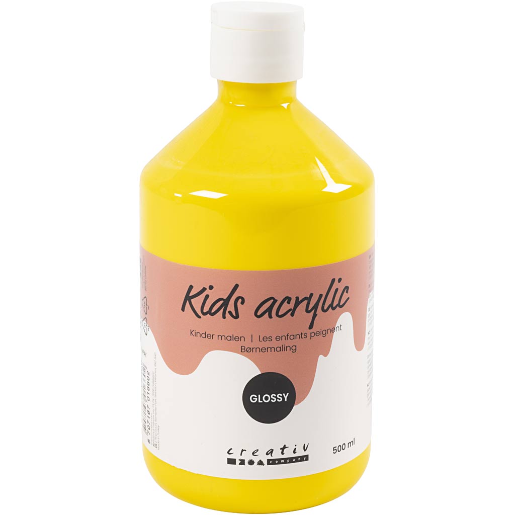 Creativ company acrylverf glossy, primair geel, 500 ml 1 fles