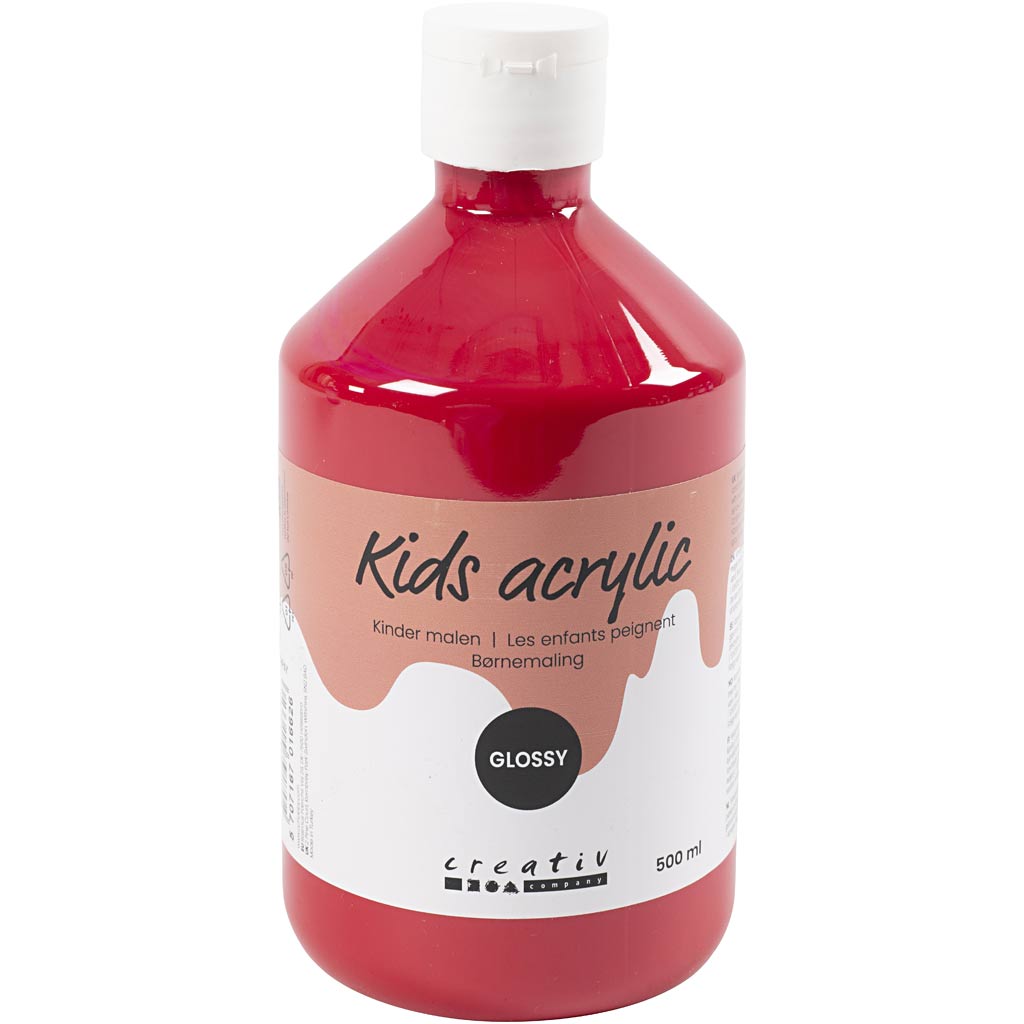 Creativ company acrylverf glossy, primair rood, 500 ml 1 fles