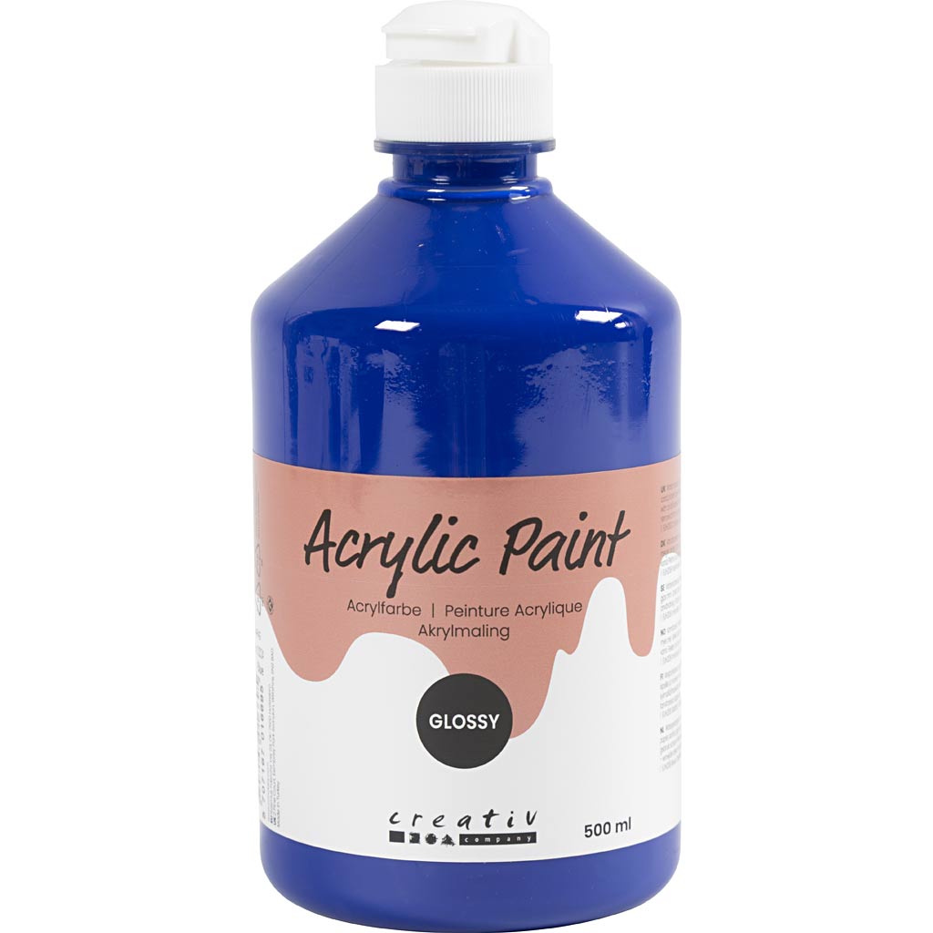 Creativ company acrylverf glossy, blauw, 500 ml 1 fles