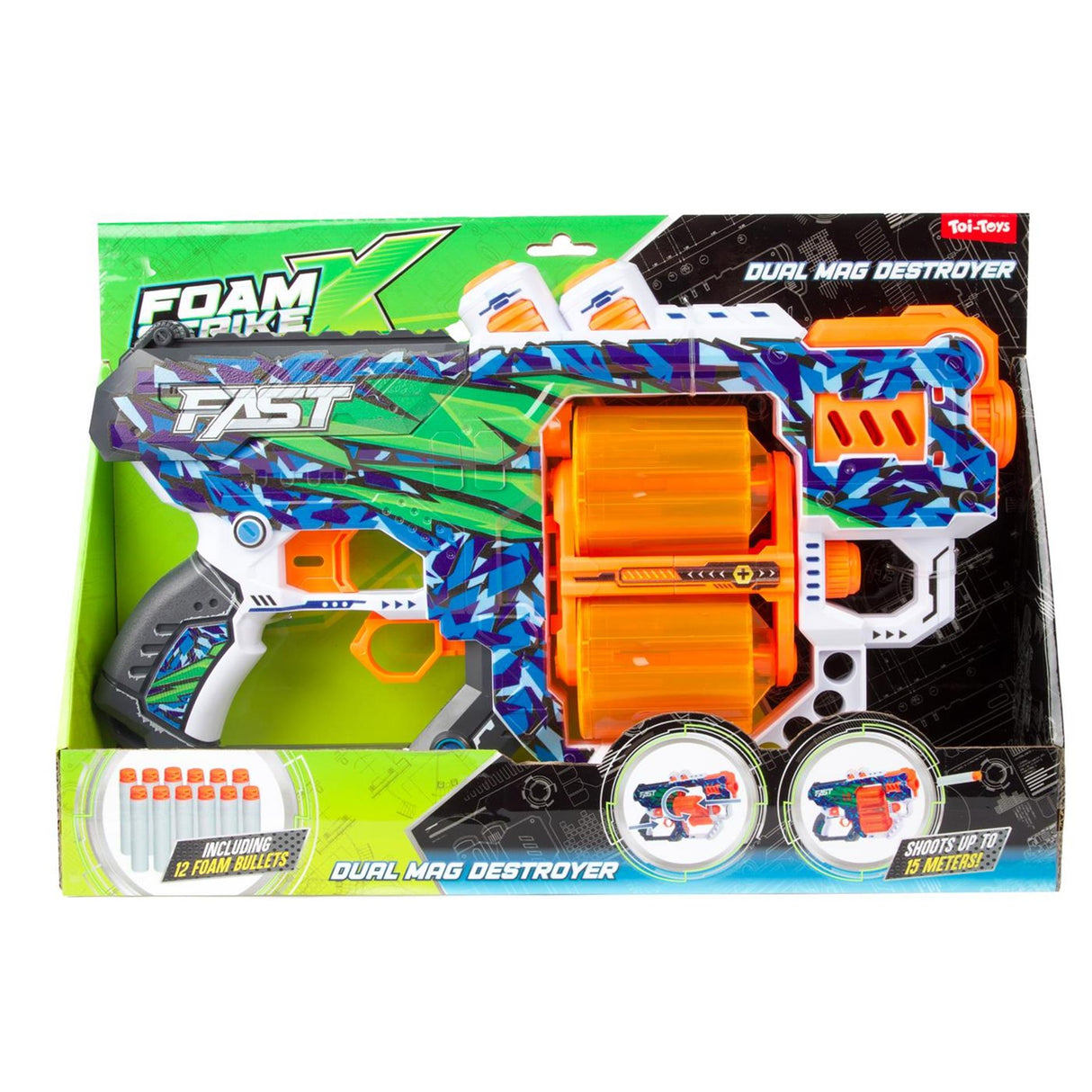 Toi-toys foam strikex pistol dual mag destroyer
