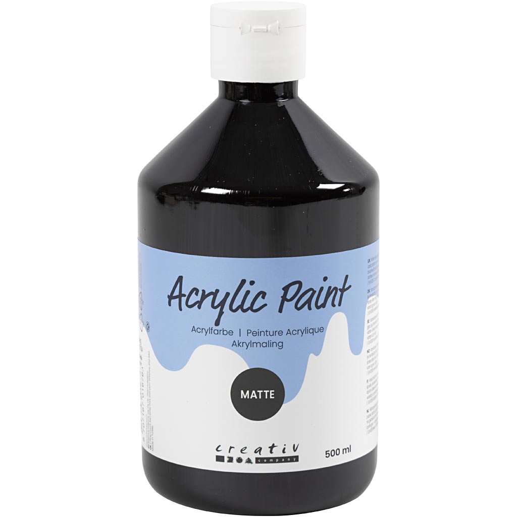 Creativ company acrylverf mat, zwart, 500 ml 1 fles