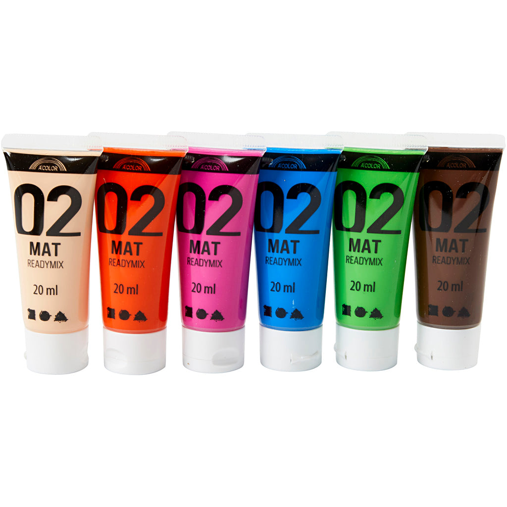 Pintura acrílica diferentes colores, 02 - Matt, 6x20ml