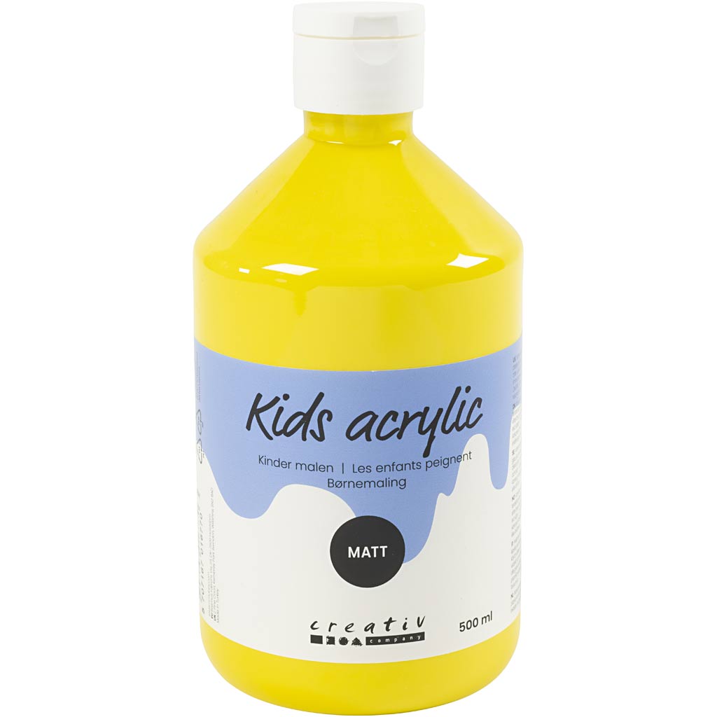 Creativ company acrylverf mat, primair geel, 500 ml 1 fles