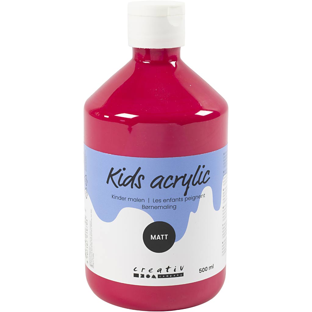 Creativ company acrylverf mat, primair rood, 500 ml 1 fles