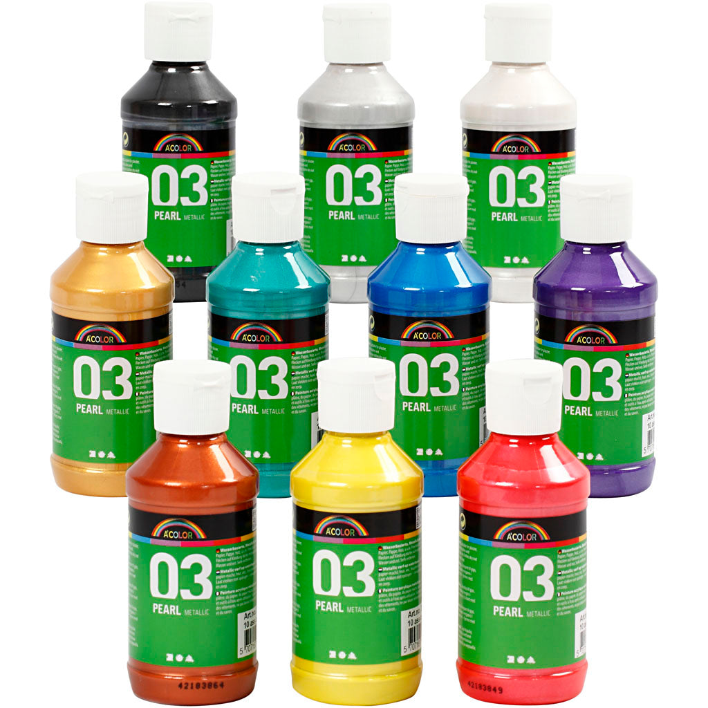 A-color acrylverf metallic, metallic, diverse kleuren, 10x120 ml 1 doos