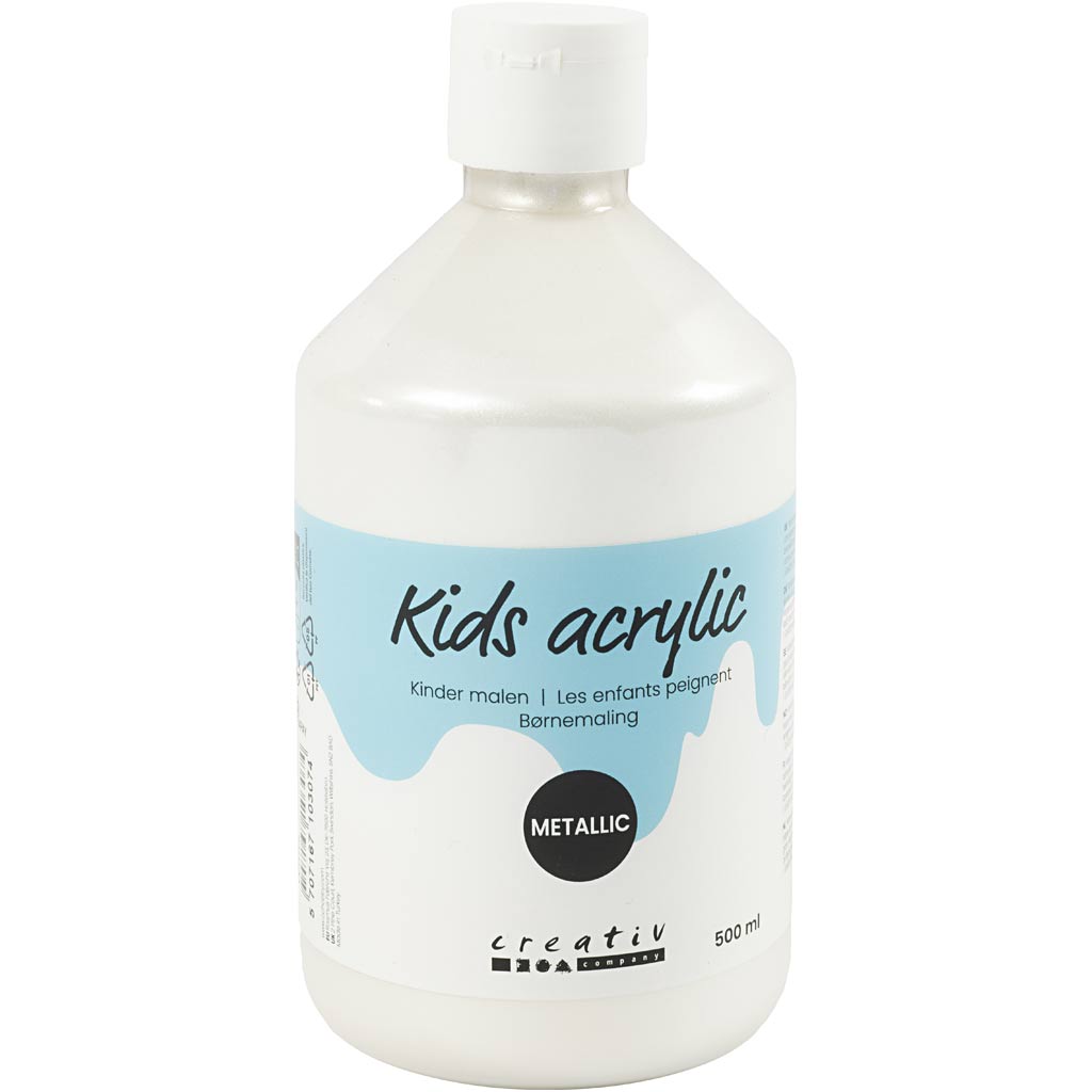 A-color acrylverf metallic, metallic, wit, 500 ml 1 fles