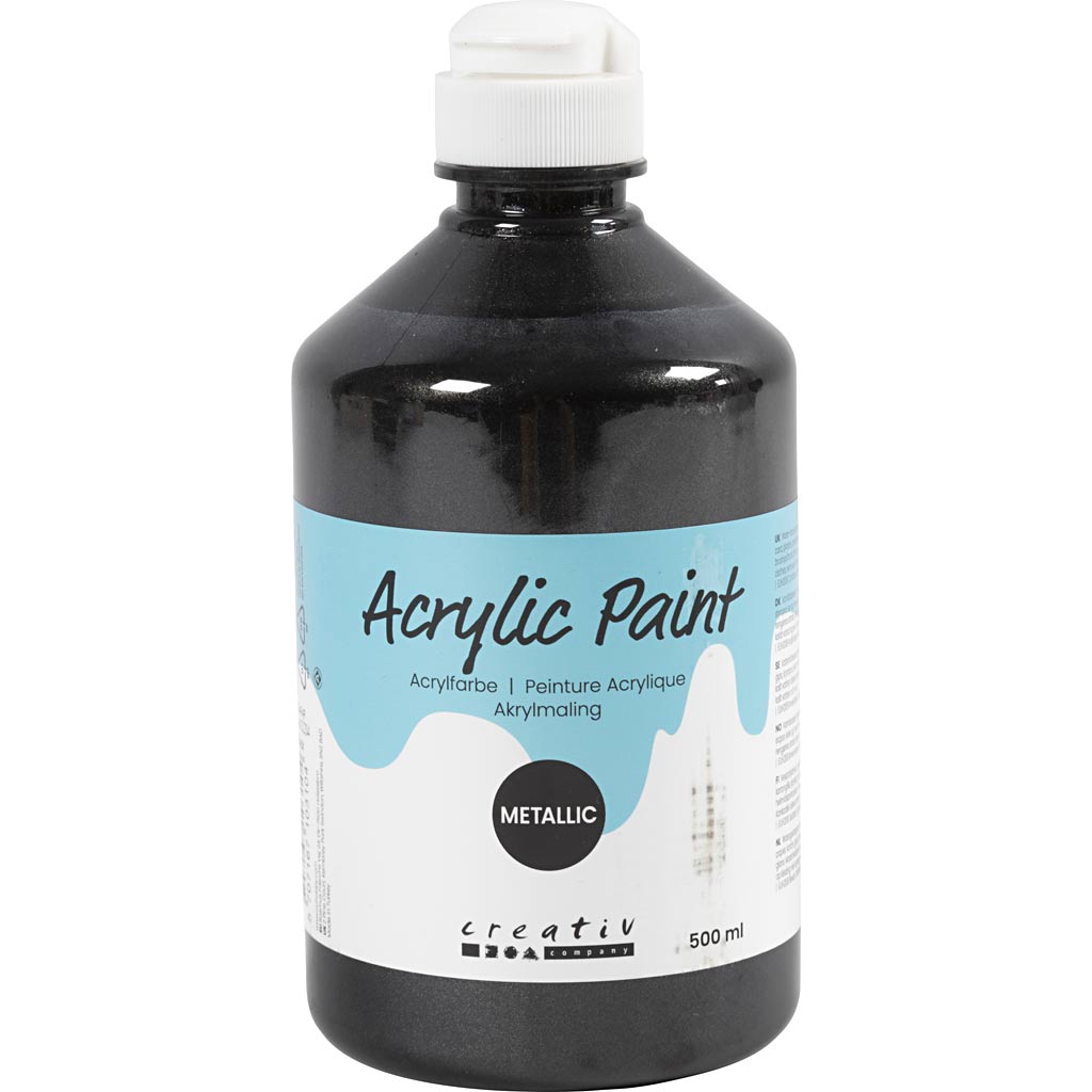 A-color acrylverf metallic, metallic, zwart, 500 ml 1 fles