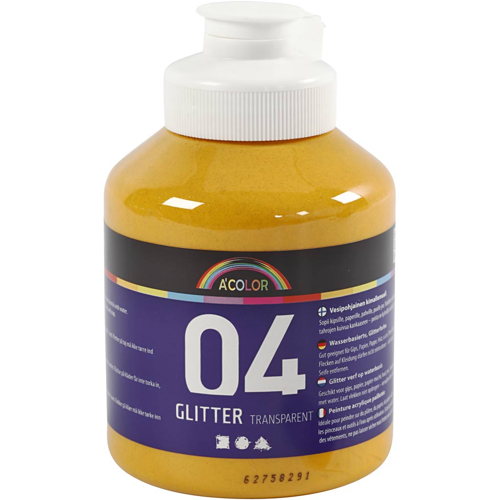 Creativ Company Acryl Paint Glitter za otroke - toplo rumena, 500ml
