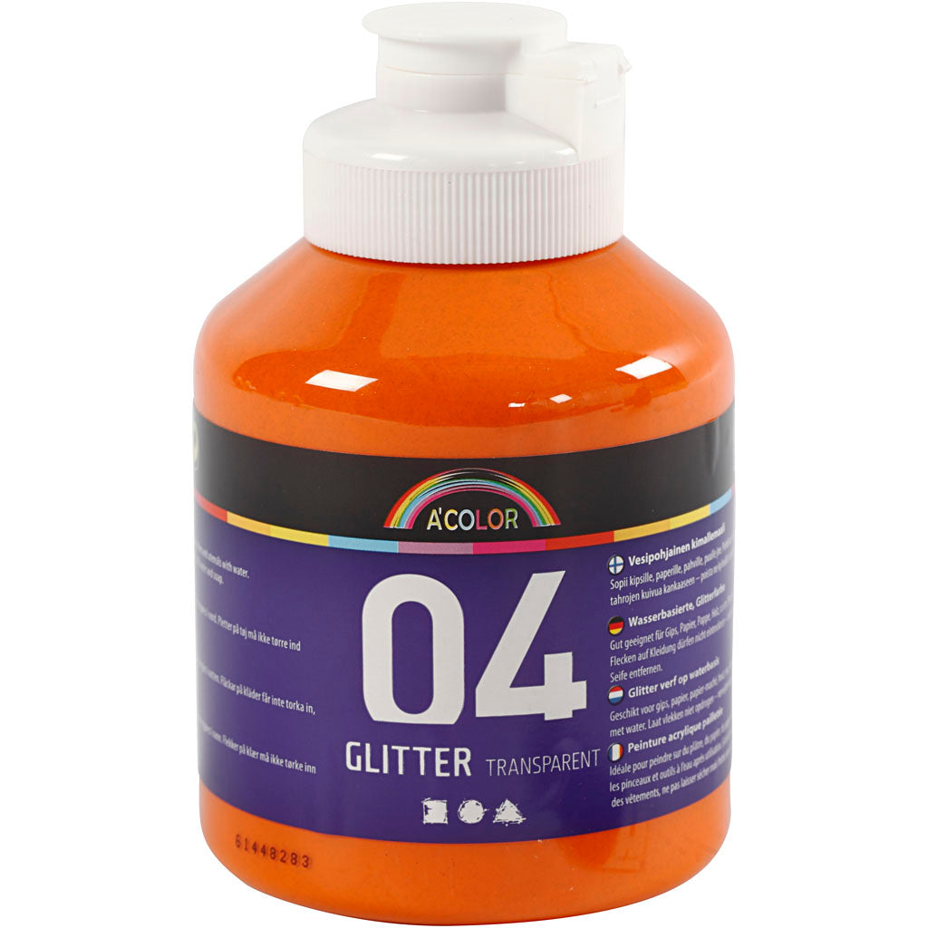 Creativ Company Acryl Paint Glitter za otroke - Orange, 500ml