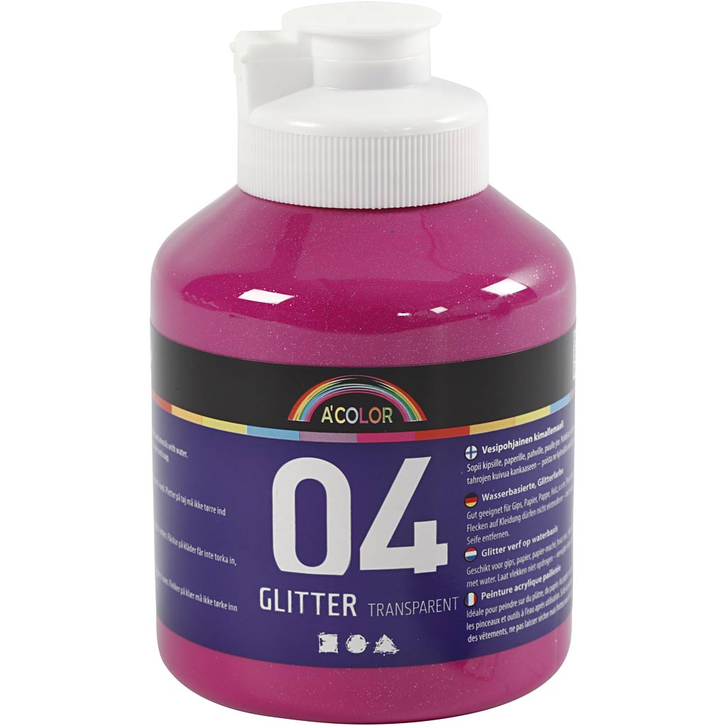 Creativ Company Acrylic Paint Glitter pro děti - růžová, 500 ml,