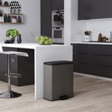 Hurver Pedal Bin Decobin 65L Rechteck kühl grau