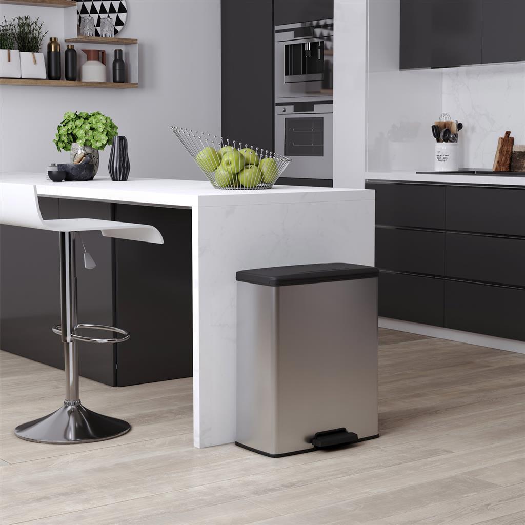 Hurver Decobin Pedal Bin 65L Silber Metallic