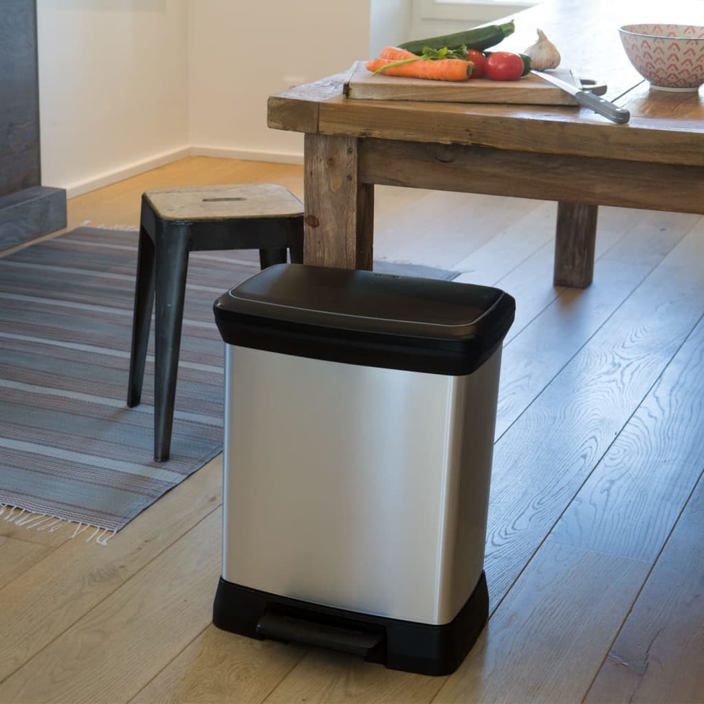 Curver Pedal Bin Deco Rectangular 30 l Silver Colored