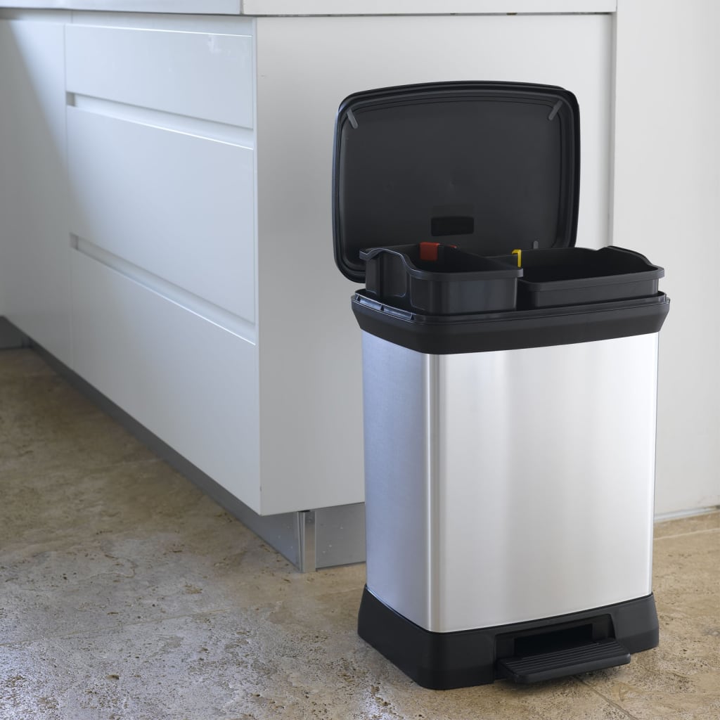 Curver pedal bin deco duo 10+18 l srebrno obarvano