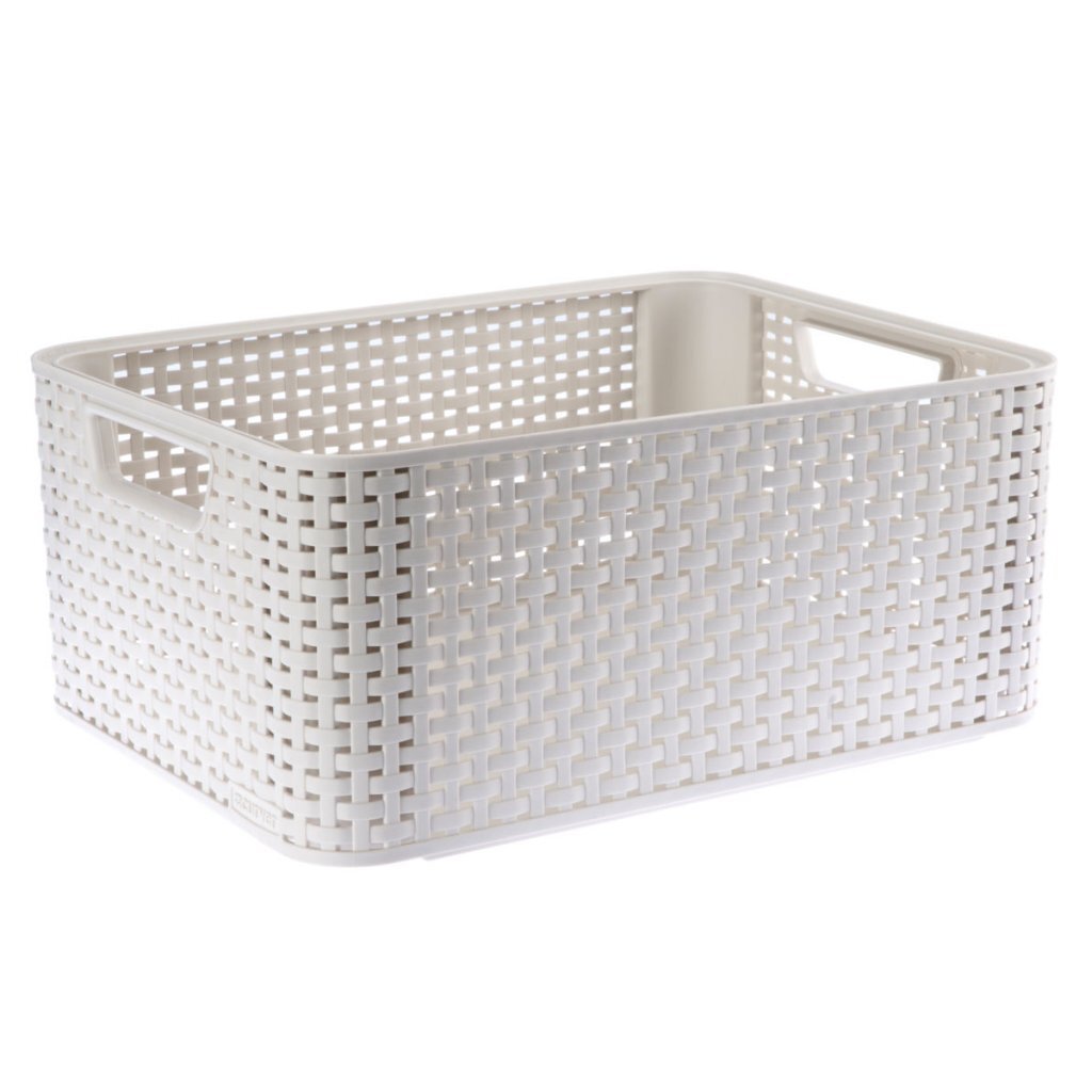 Panier de rangement style Curver taille m 18 l blanc