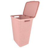 Curver laundry basket with lid jute look 58l pink
