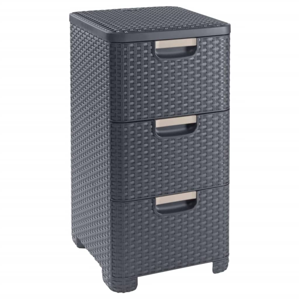Curver chest of drawers style 3x14 l anthracite -colored