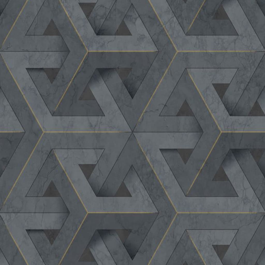 Hollandske Wallcoverings tapet Onyx antracit og guldfarvet