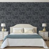 Hollandske Wallcoverings tapet Onyx antracit og guldfarvet