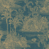 Hollandske Wallcoverings tapet Tropisk mørkeblå og guldfarvet