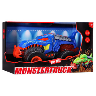 Rychlá kola monster kamion dino modrá se světlem a zvukem