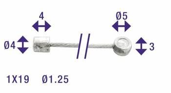 Elvedes Schakel Binnenkabel 2250 mm stal nierdzewna Ø1,25 mm n T-Nippel