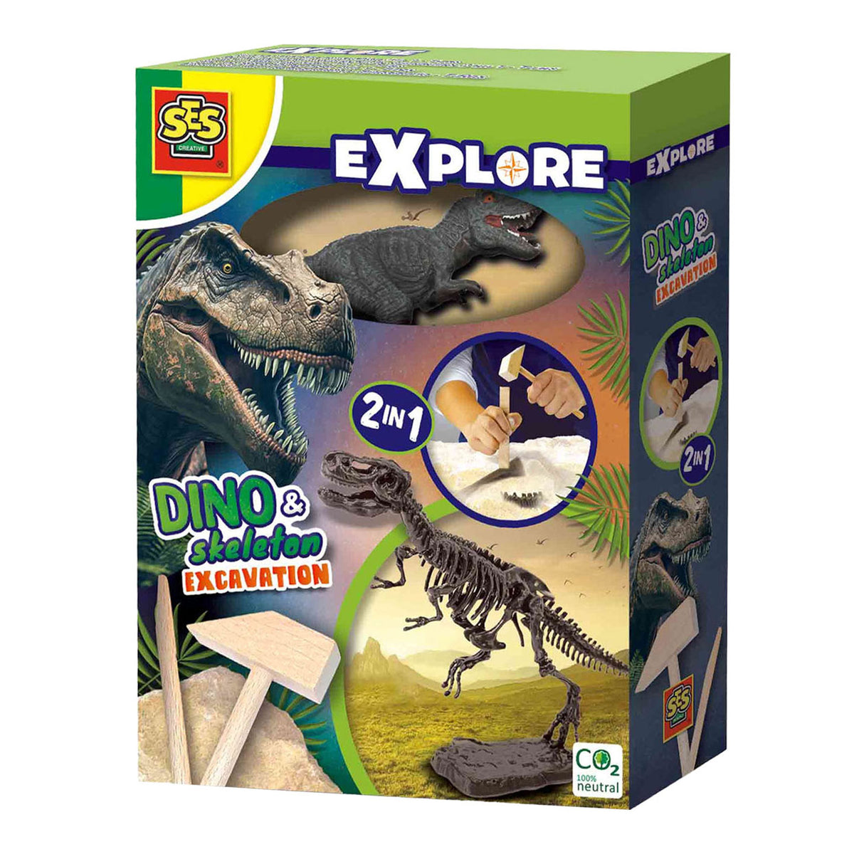 SES Raziščite Dino in Skeleton izkopani 2in1 - T -rex