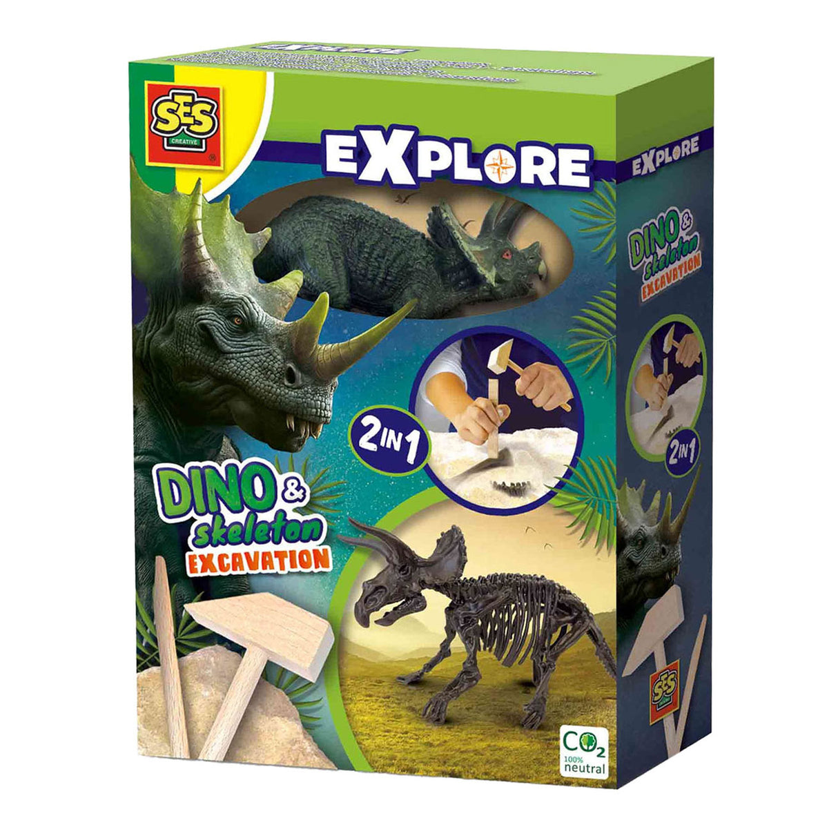 SES Explore Dino y Skeleton excavados 2in1 - Triceratops