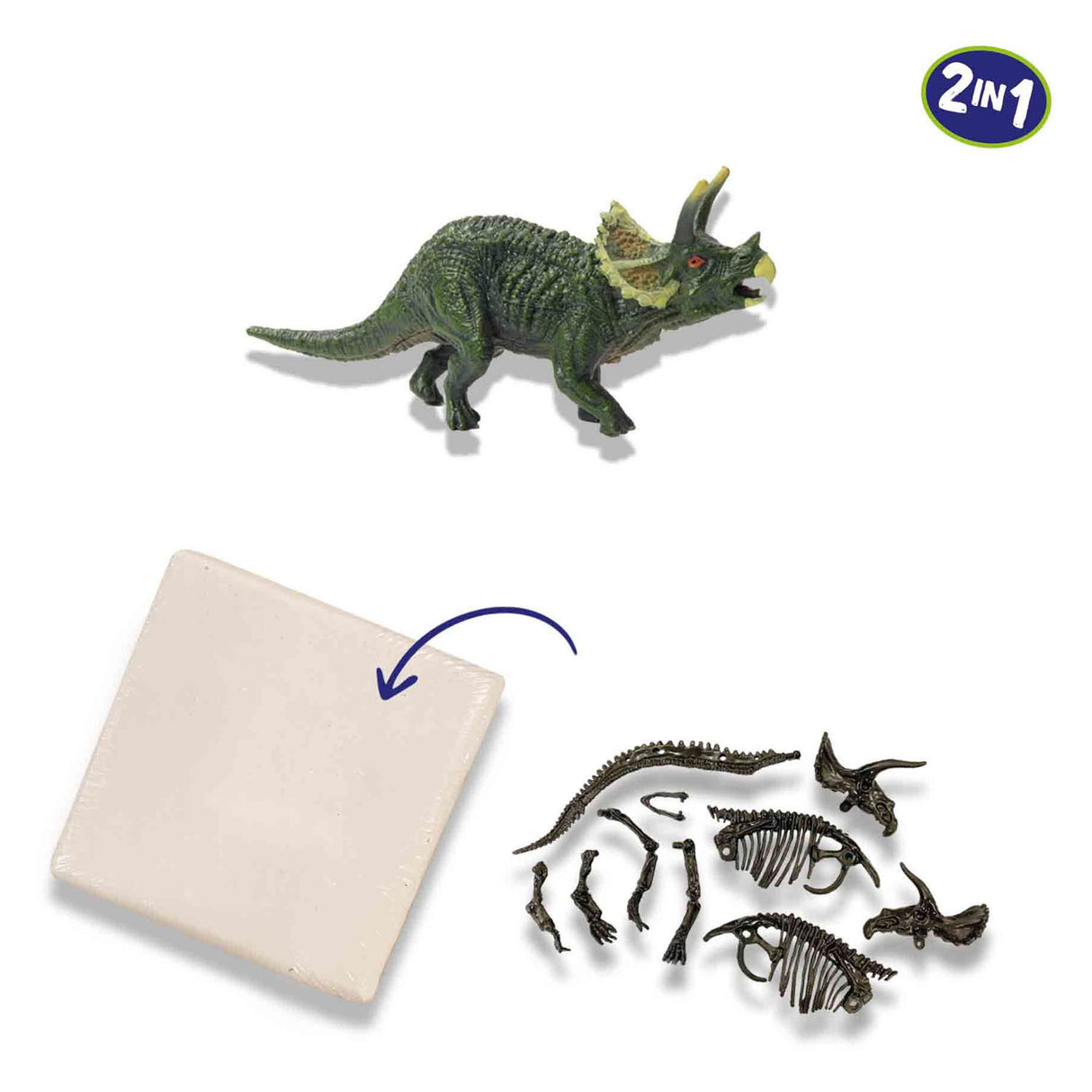SES Raziščite Dino in Skeleton Izkopani 2in1 - triceratops