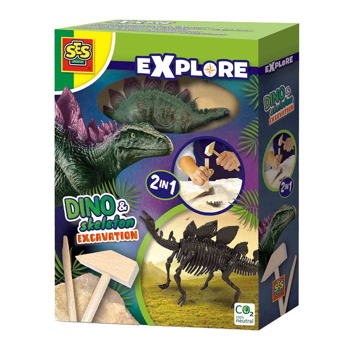 SES Prozkoumejte Dino a Skeleton Expeated 2in1-Stegosaurus
