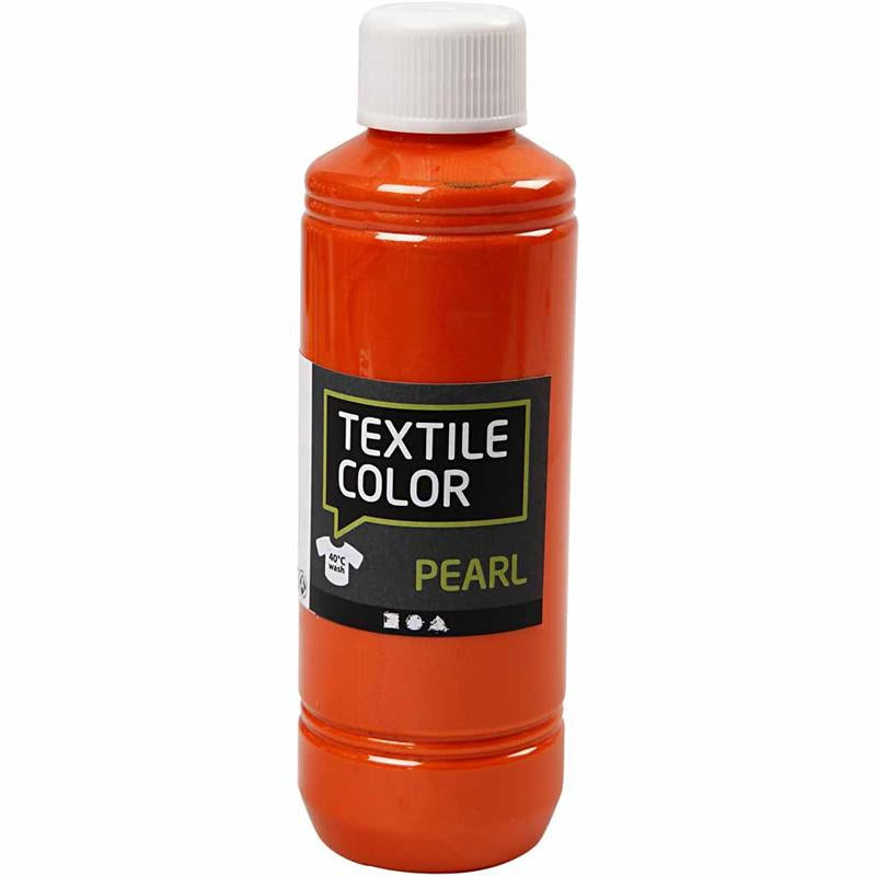 Creativ company textielkleur, parelmoer, oranje, 250 ml 1 fles