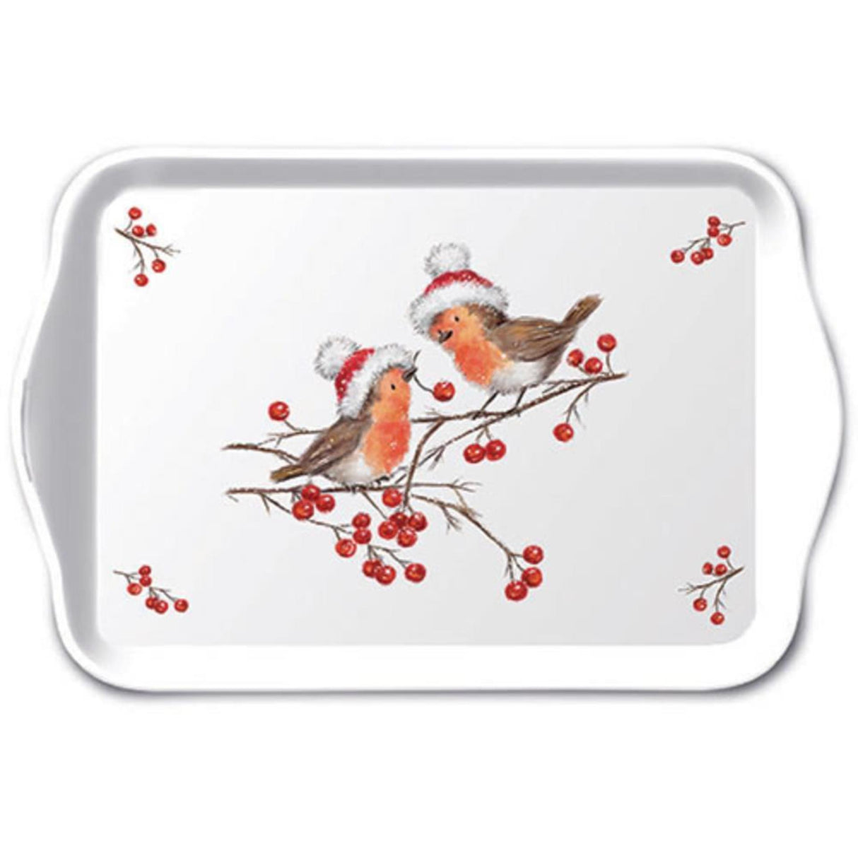 Ambiente tray 13x21cm christmas robins
