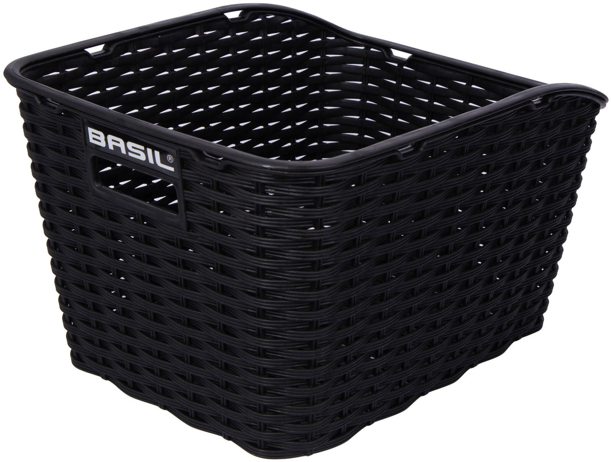 Basil Weave WP - Bicycle basket - On the back - Black
