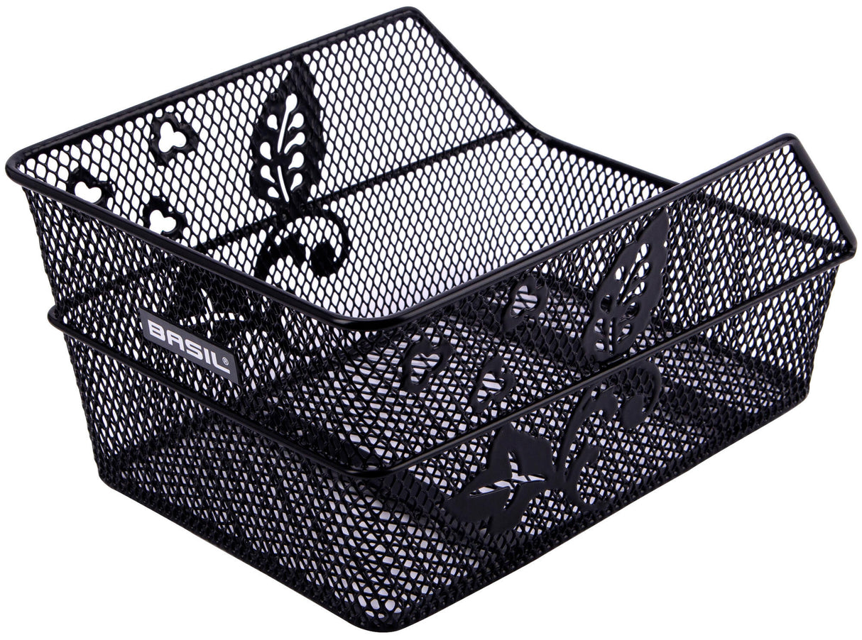 Basil Cento Flower S - Bicycle basket - On the back - Black