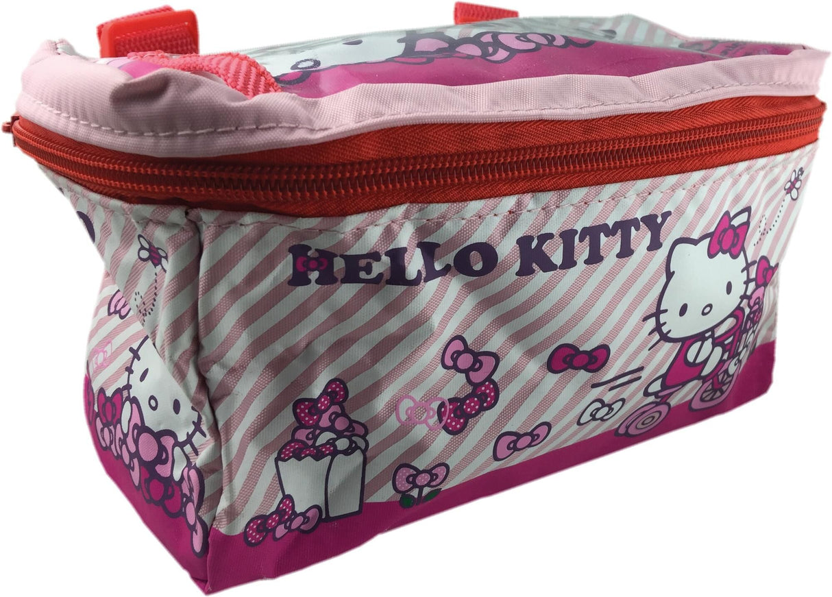 Bike fashion children's handlebar bag hello kitty bar bag spec-x kidney belt sx-k2.02 material 100% polyester, blackwidth adjustment of the sizes via elastic velcro, soft padding, stability due to built-in reinforcements in the back area.