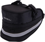Bacina de silla de montar Basil Mada - Compact, negro, 1L, velcro, accesorio para bicicletas