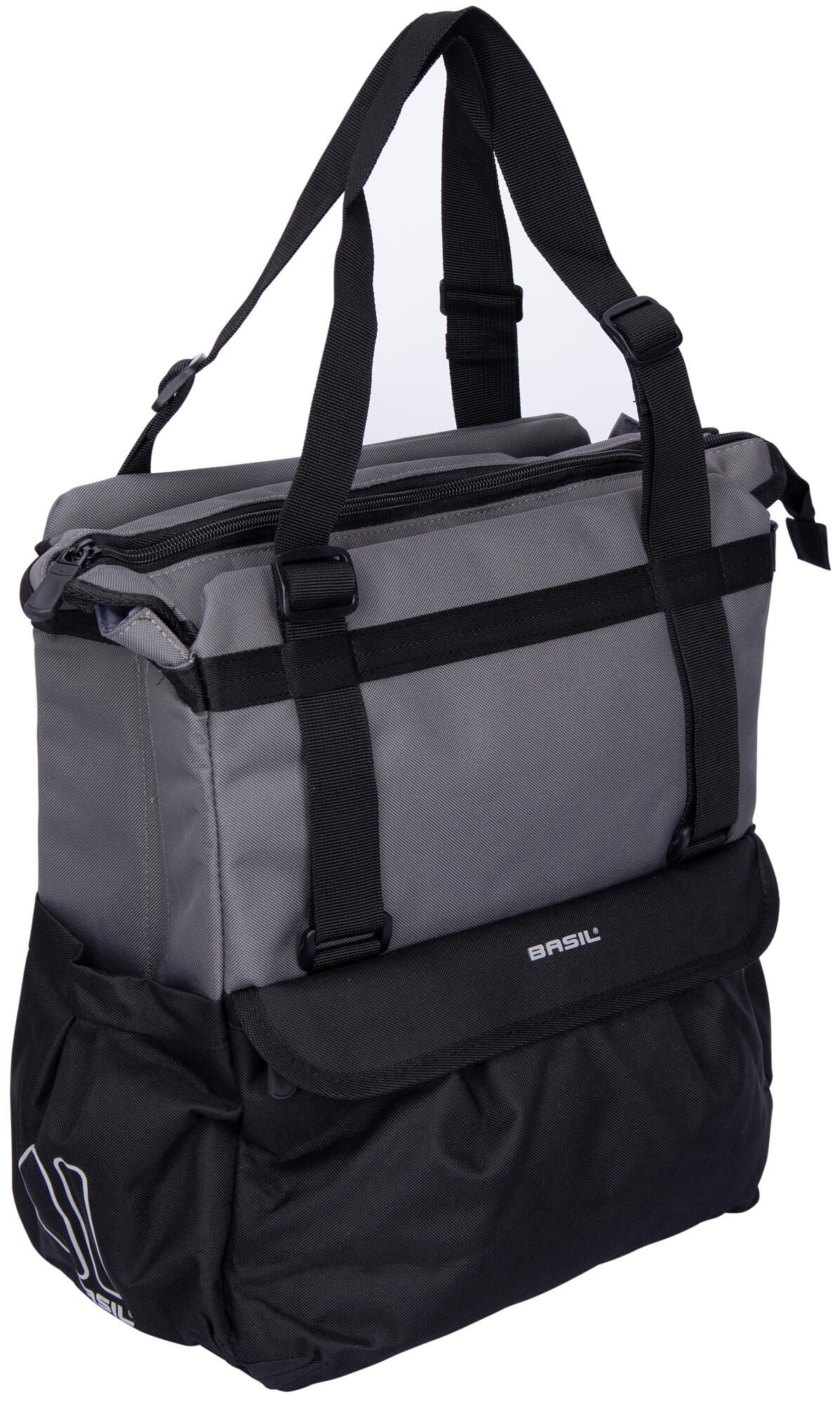 Basil Shopper XL - Sporty and trendy bicycle bag for groceries and beach, black anthracite, 20L