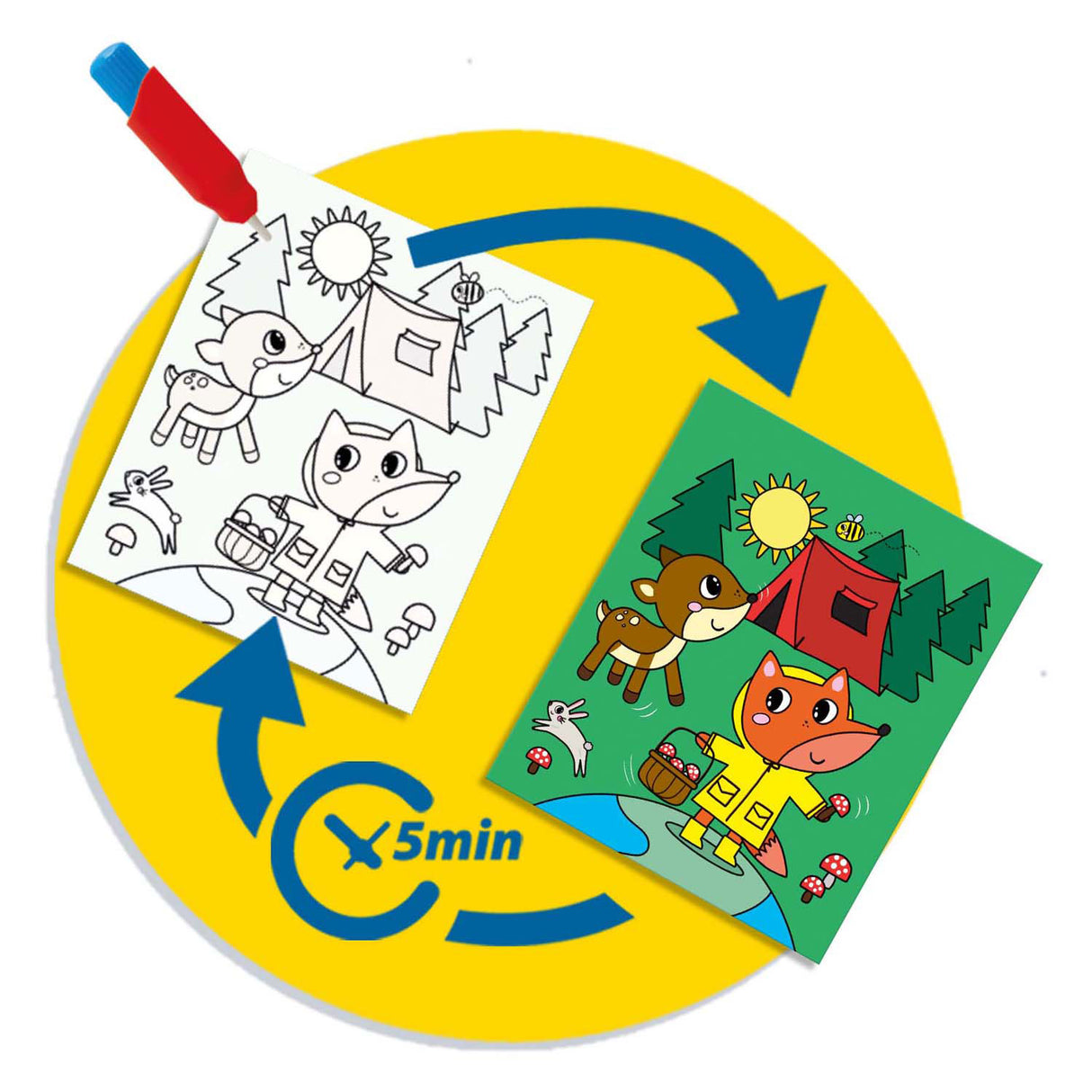 SES colors with water coloring book - Traveling